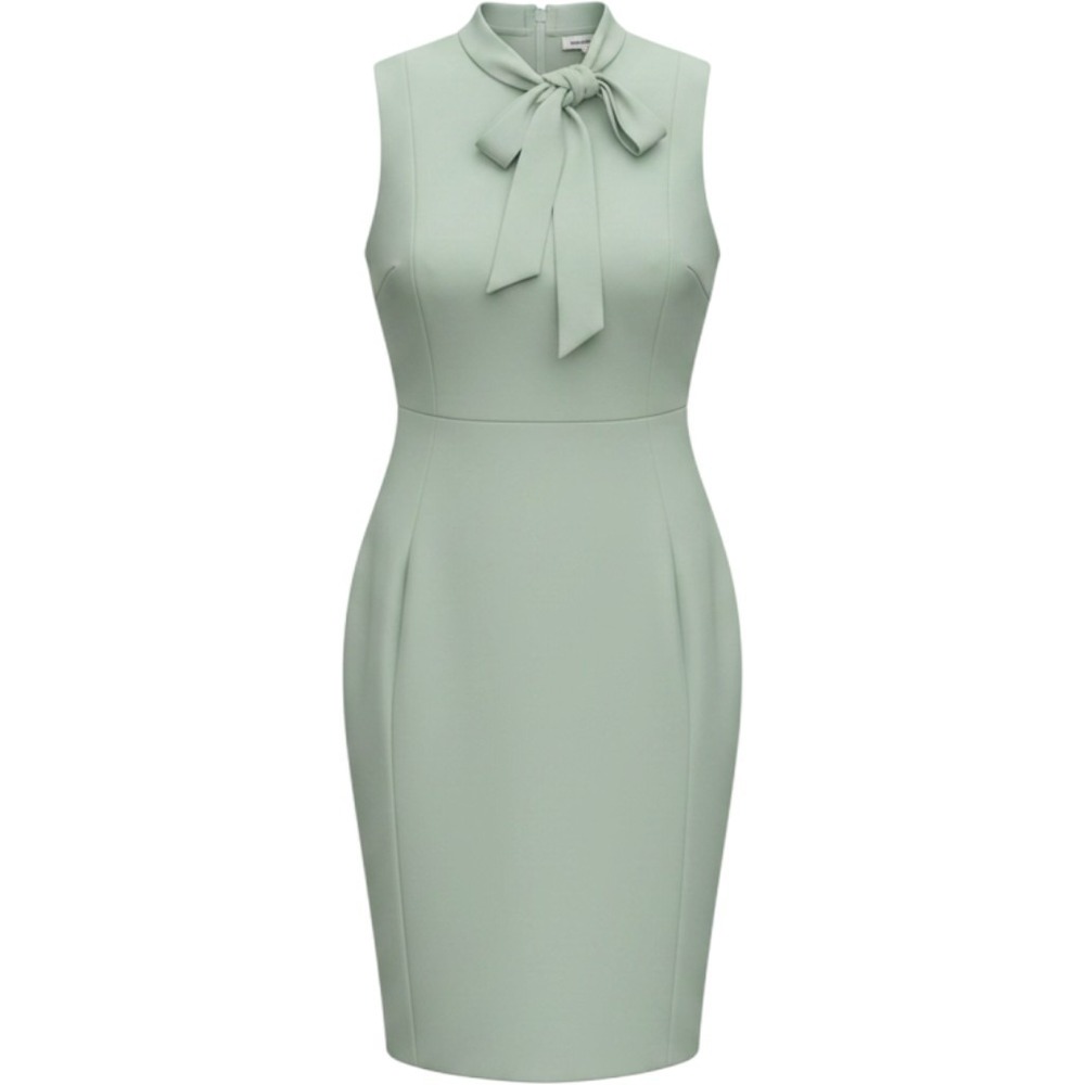 Calvin Klein Womens Jade Green Mock Neck Side Tie Sheath Dress 16W CX3C1N62